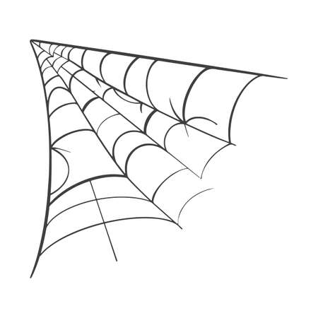 Vector Spider web icon drawn in one line on white for halloween.のイラスト素材
