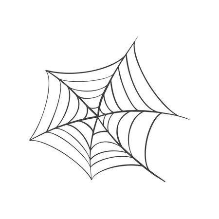 Vector Spider web icon drawn in one line on white for halloween.のイラスト素材
