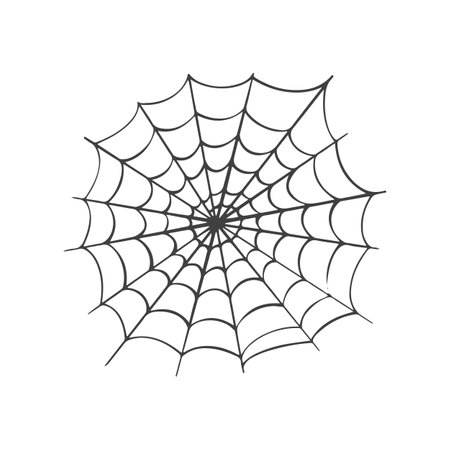 Vector Spider web icon drawn in one line on white for halloween.のイラスト素材