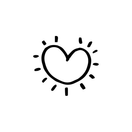 Vector black hand drawn heart icon.のイラスト素材