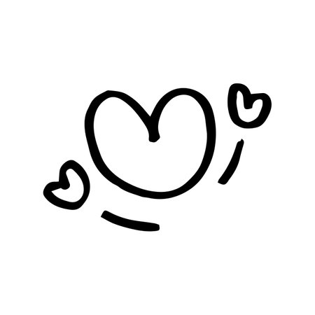 Vector black hand drawn heart icon.のイラスト素材