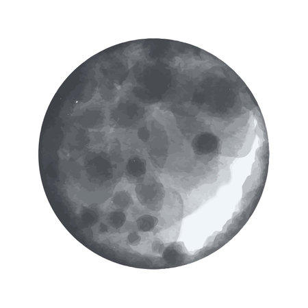 Vector Moon painted in watercolor. Space illustration.のイラスト素材