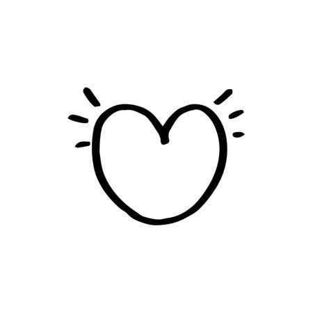 Vector black hand drawn heart icon.のイラスト素材