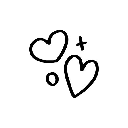 Vector black hand drawn heart icon.のイラスト素材