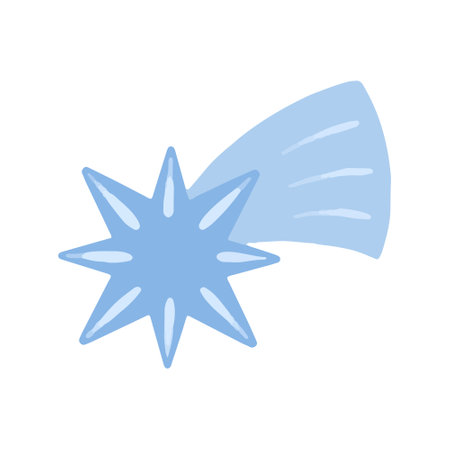 Vector Blue falling Christmas star painted in watercolor.のイラスト素材