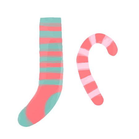 Vector Christmas sock for gifts hand painted in watercolor.のイラスト素材