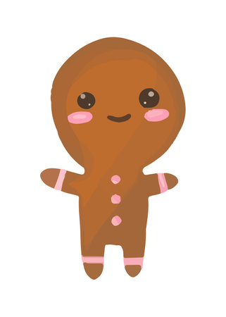 Vector Gingerbread Man Christmas Cookies hand painted in watercolor.のイラスト素材