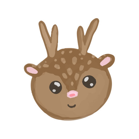 Vector Christmas reindeer face painted in watercolor. Childrens holiday illustration.のイラスト素材