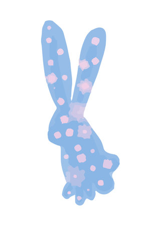 Vector Rabbit painted in watercolor. Christmas illustration painted in blue watercolor.のイラスト素材