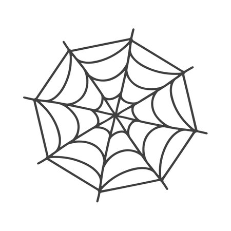 Vector Spider web icon drawn in one line on white for halloween.のイラスト素材