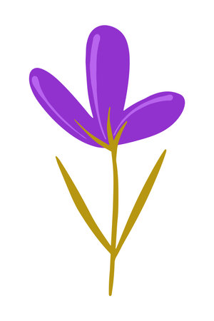 Vector illustration of Purple wild flower drawn in a flat style.のイラスト素材