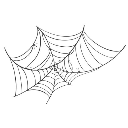 Vector Spider web icon drawn in one line on white for halloween.のイラスト素材