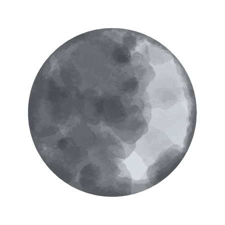 Vector Moon painted in watercolor. Space illustration.のイラスト素材