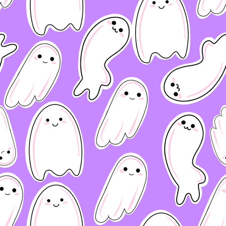 Vector Seamless pattern with cute ghosts pattern for halloweenのイラスト素材