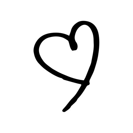Vector black hand drawn heart icon.のイラスト素材
