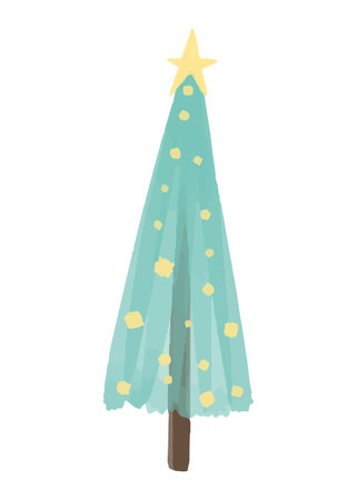 Christmas vector tree in watercolor trending style.のイラスト素材