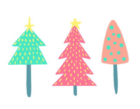 Watercolor vector illustration of Christmas trees. Merry Christmas and Happy New Year greeting card.のイラスト素材