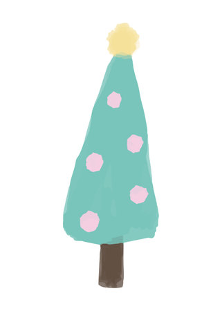 Vector Abstract Christmas tree hand-drawn in watercolor. New Year illustration for winter design.のイラスト素材