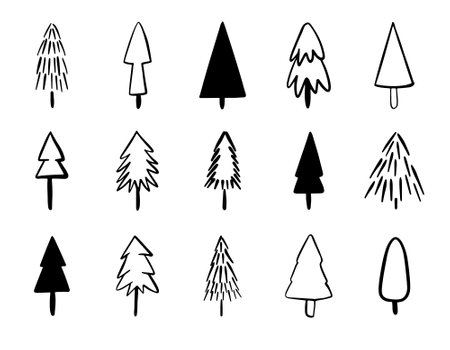 Vector set of christmas tree icons.のイラスト素材