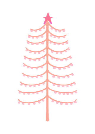 Vector Abstract Christmas tree hand-drawn in watercolor. New Year illustration for winter design.のイラスト素材