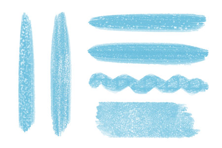 Vector collection of magical Christmas watercolor brushes with sparkles and stars in blue.のイラスト素材