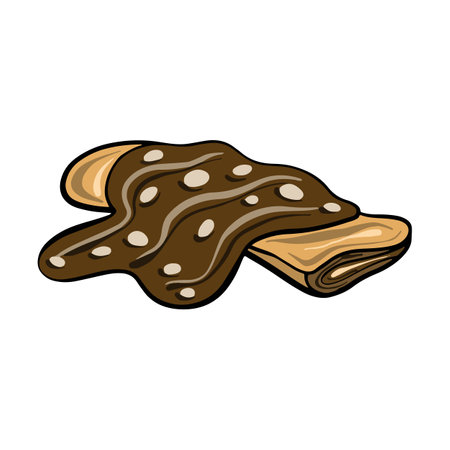 Vector Mexican Sopapiyas with chocolate sauce in cute cartoon style. Traditional Mexican dish. Pancake with chocolate.のイラスト素材