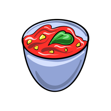 Vector Mexican traditional dish Salsa drawn in flat cartoon style.のイラスト素材