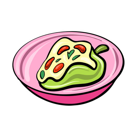 Vecto Mexican traditional food Chile con carne drawn in flat cartoon style.のイラスト素材