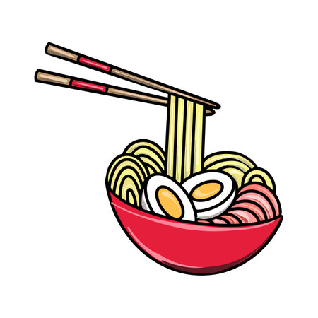 Vector Ramen Flat Design Japan Icon.のイラスト素材