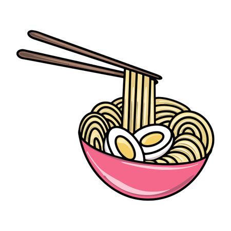 Vector Ramen Flat Design Japan Iconのイラスト素材