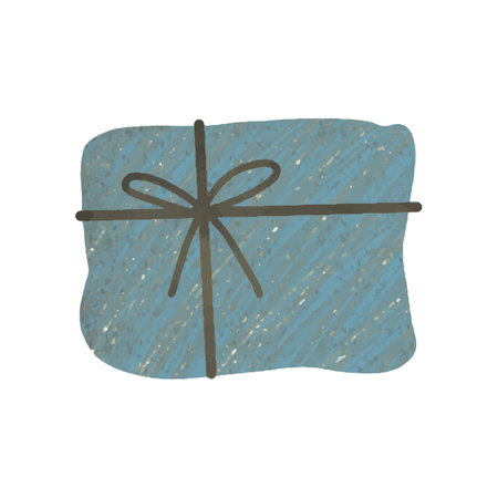 Vector Blue holiday box with gifts. Craft gift. Illustration for the new year.のイラスト素材