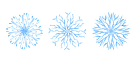 Set of realictic delicate snowflakes. Isolated on white.のイラスト素材