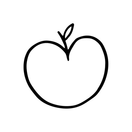 Vector icon of a heart in the shape of an apple drawn in one line. Illustration for valentines day.のイラスト素材