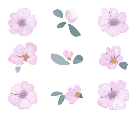 Vector Watercolor hand painted flowers setのイラスト素材