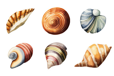 Vector set Watercolor underwater creatures, ocean.のイラスト素材