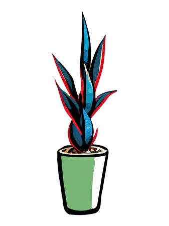 Plant in pot vector illustration. Cartoon flat different indoor potted decorative houseplant for interior home or office decoration, green garden floral icon isolated on white.のイラスト素材