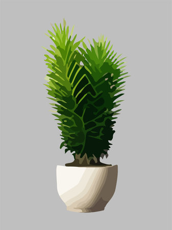 Realistic house plat with monstera sansevieria banana palm ficus and rhopalostylis in pot on transparent background.のイラスト素材