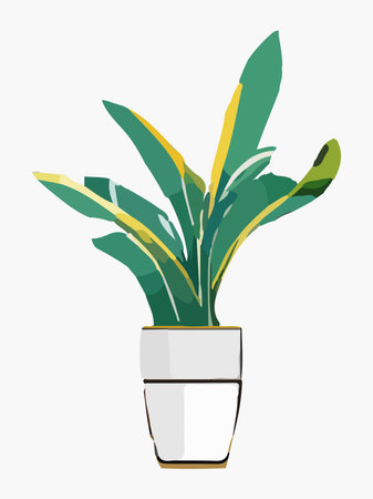 Plant in pot vector illustration. Cartoon flat different indoor potted decorative houseplant for interior home or office decoration, green garden floral icon isolated on white.のイラスト素材