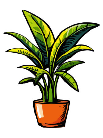 Cartoon flat different indoor potted decorative houseplants for interior homeのイラスト素材