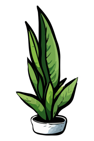 Urban jungle, trendy home decor with plant, cacti, tropical leaves in stylish pot. Vector illustrationのイラスト素材