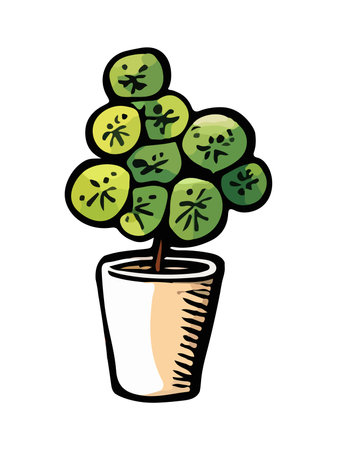 Urban jungle, trendy home decor with plant, cacti, tropical leaves in stylish pot. Vector illustrationのイラスト素材
