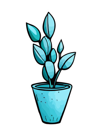 Cartoon flat different indoor potted decorative houseplants for interior homeのイラスト素材
