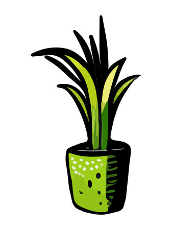 Cartoon flat different indoor potted decorative houseplants for interior homeのイラスト素材