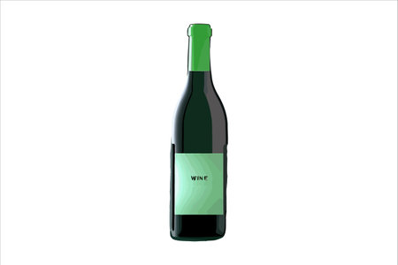 Vector wine watercolor bottle isolated on transparent background.のイラスト素材