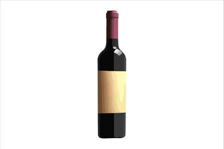 Vector wine watercolor bottle isolated on transparent background.のイラスト素材