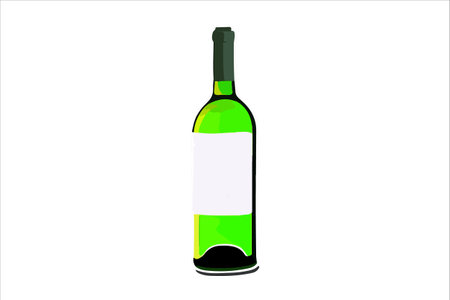 Vector wine watercolor bottle isolated on transparent background.のイラスト素材