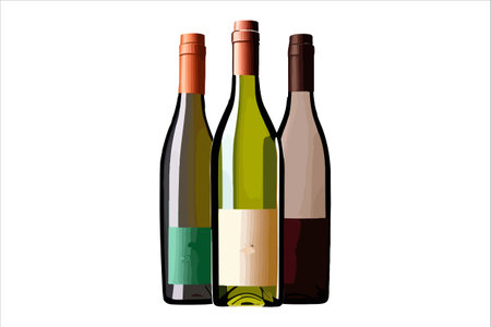 Vector wine watercolor bottle isolated on transparent background.のイラスト素材