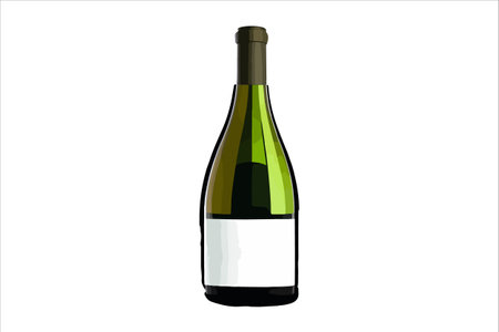 Vector wine watercolor bottle isolated on transparent background.のイラスト素材
