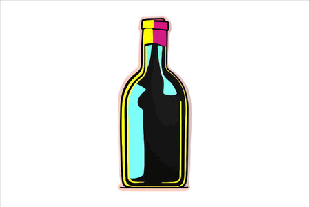 Vector wine watercolor bottle isolated on transparent background.のイラスト素材