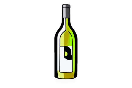 Vector wine watercolor bottle isolated on transparent background.のイラスト素材